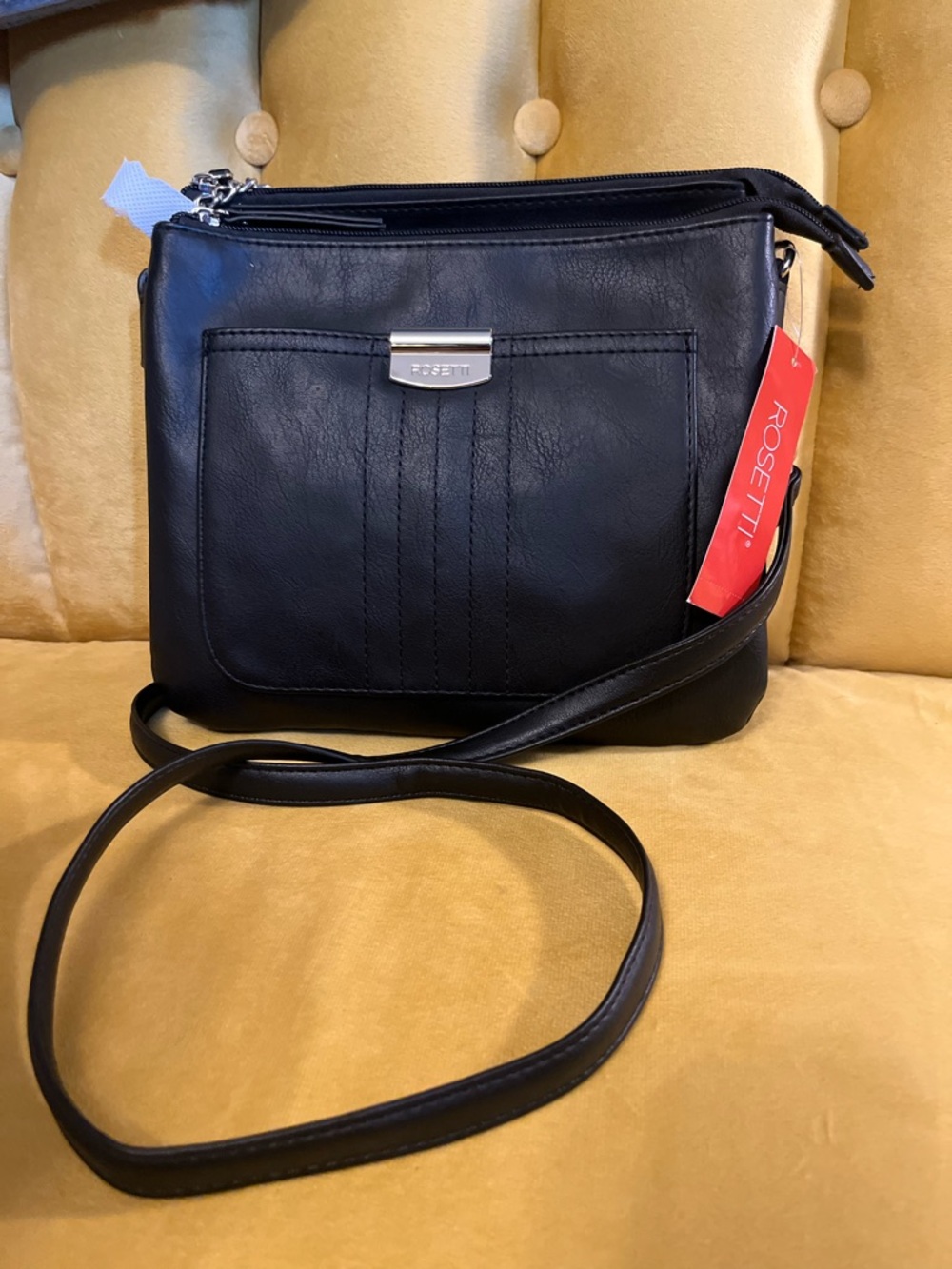 Rosetti Black Crossbody Bag with Silver Hardware